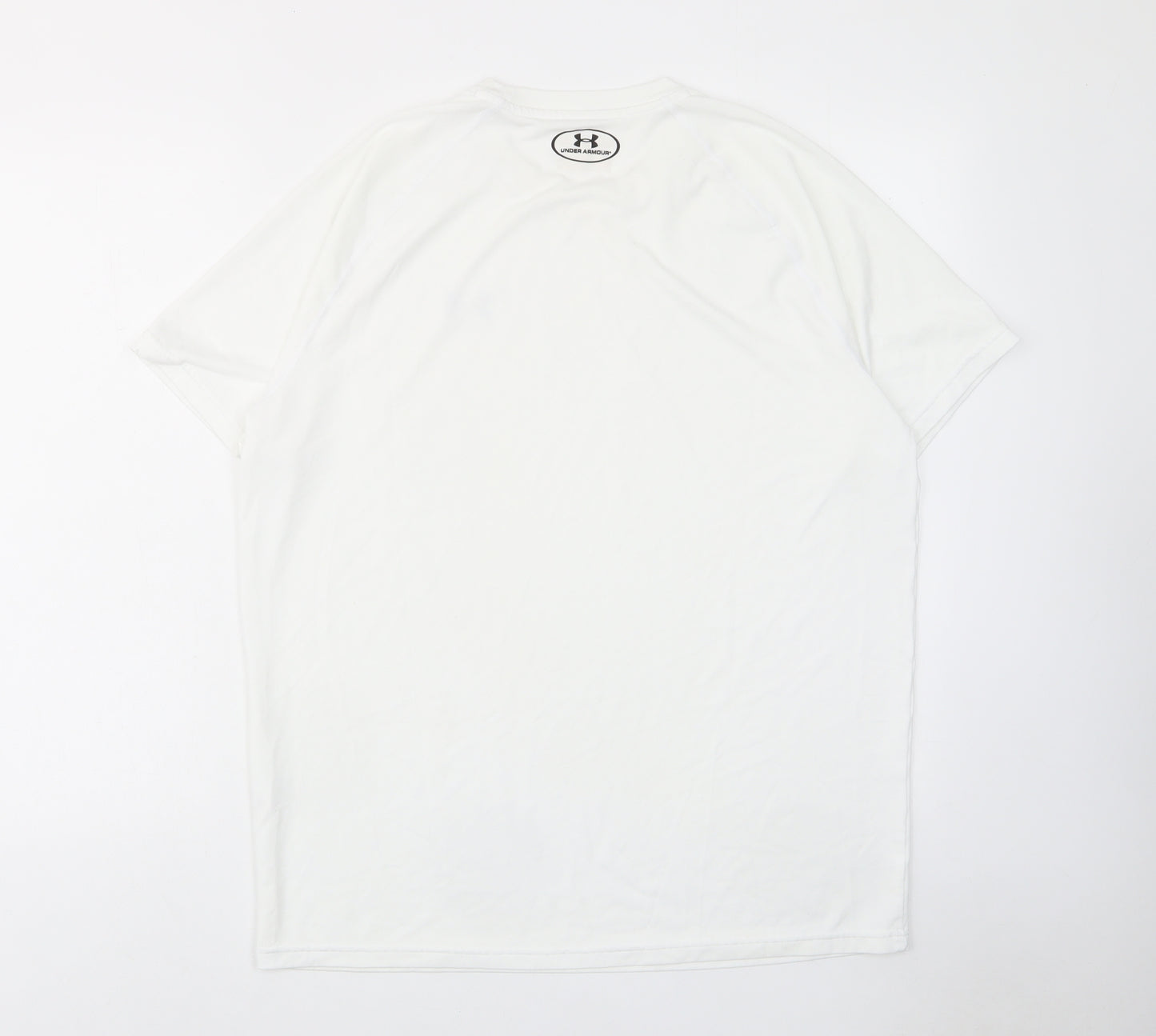 Under armour Mens White Polyester T-Shirt Size L Crew Neck - Logo