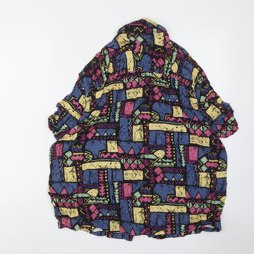 ASOS Mens Multicoloured Geometric Viscose Button-Up Size M Collared Button