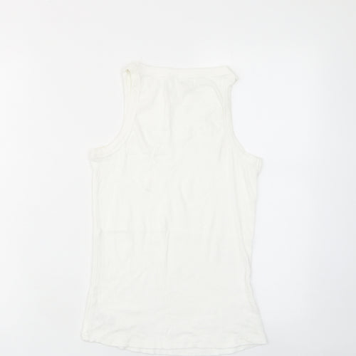 River Island Womens White Cotton Basic Tank Size 12 Crew Neck