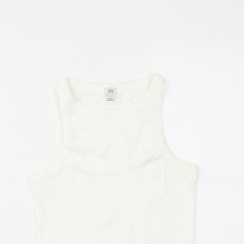 River Island Womens White Cotton Basic Tank Size 12 Crew Neck