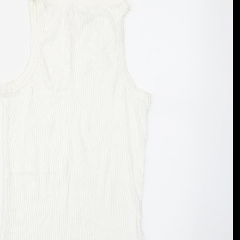 River Island Womens White Cotton Basic Tank Size 12 Crew Neck