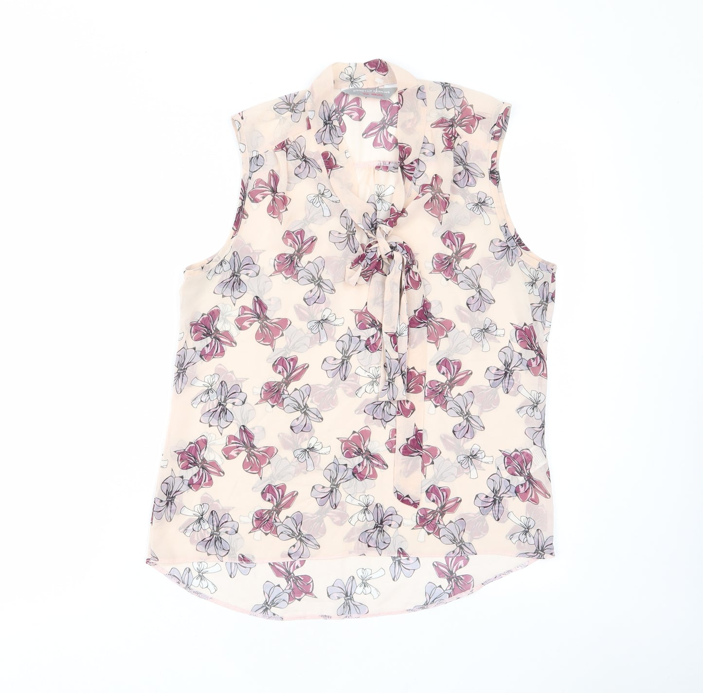 Dorothy Perkins Womens Pink Floral Polyester Basic Tank Size 10 V-Neck - Keyhole neck