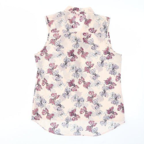 Dorothy Perkins Womens Pink Floral Polyester Basic Tank Size 10 V-Neck - Keyhole neck