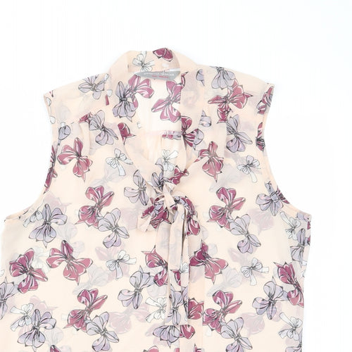 Dorothy Perkins Womens Pink Floral Polyester Basic Tank Size 10 V-Neck - Keyhole neck