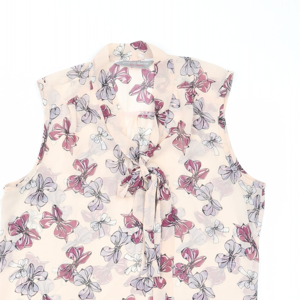 Dorothy Perkins Womens Pink Floral Polyester Basic Tank Size 10 V-Neck - Keyhole neck