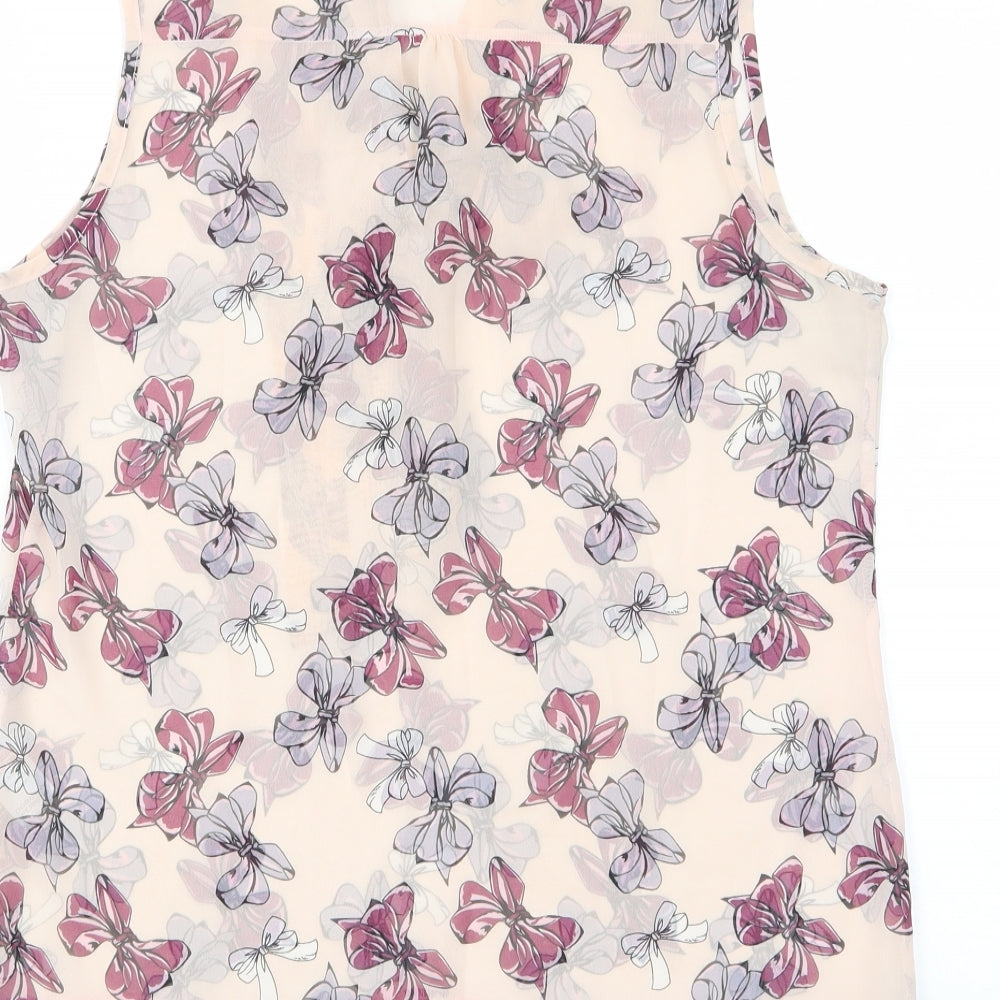 Dorothy Perkins Womens Pink Floral Polyester Basic Tank Size 10 V-Neck - Keyhole neck