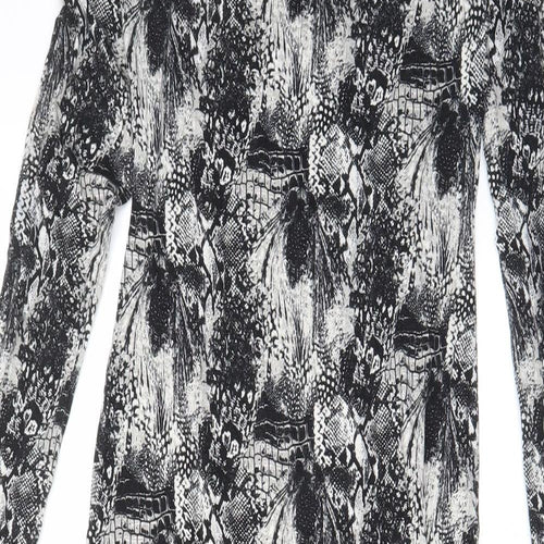 H&M Womens Black Geometric Viscose Bodycon Size S Scoop Neck Pullover