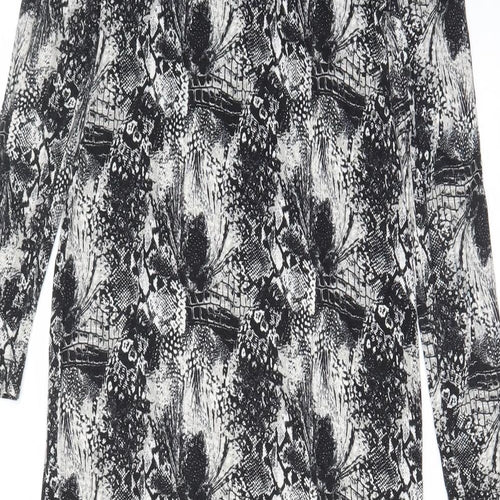 H&M Womens Black Geometric Viscose Bodycon Size S Scoop Neck Pullover