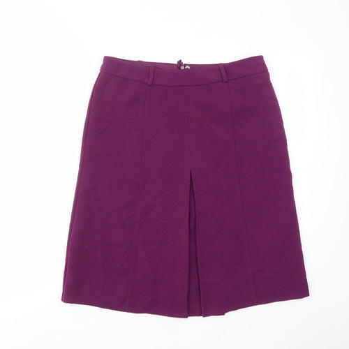 Marks and Spencer Womens Purple Polyester A-Line Skirt Size 20 Zip - Pleated