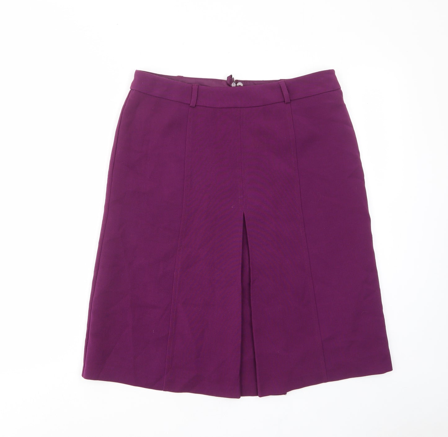 Marks and Spencer Womens Purple Polyester A-Line Skirt Size 20 Zip - Pleated