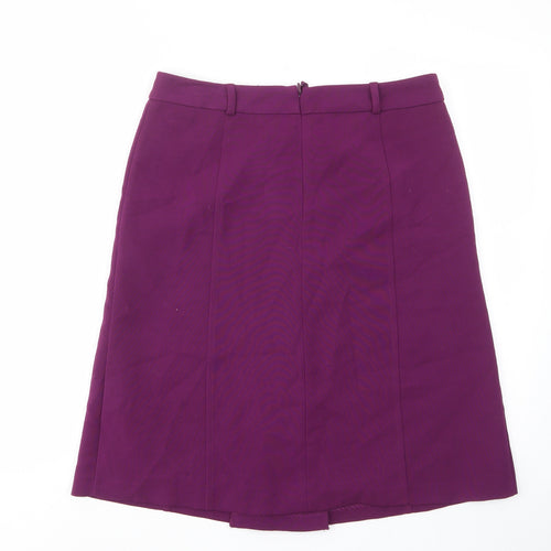 Marks and Spencer Womens Purple Polyester A-Line Skirt Size 20 Zip - Pleated