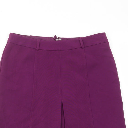Marks and Spencer Womens Purple Polyester A-Line Skirt Size 20 Zip - Pleated