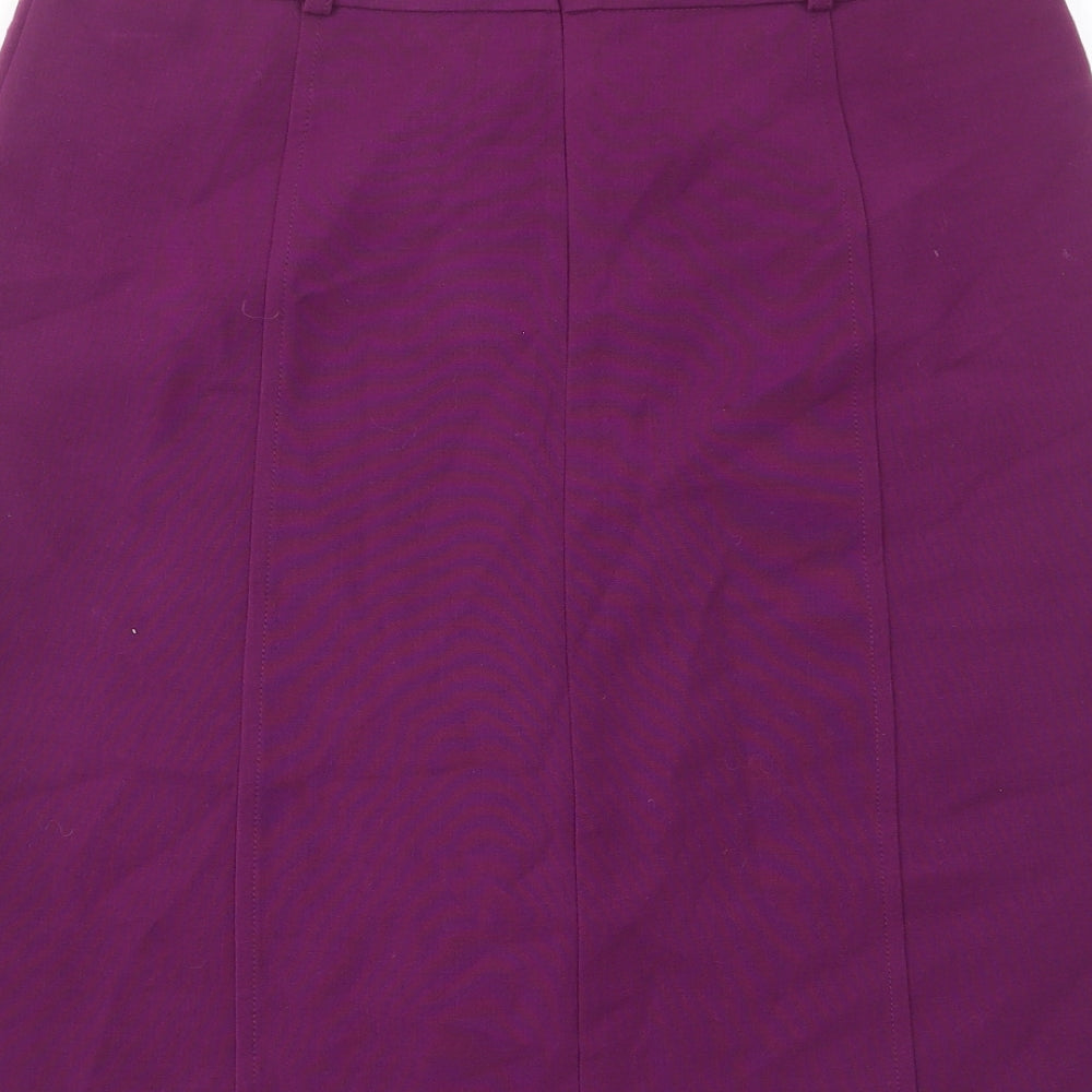 Marks and Spencer Womens Purple Polyester A-Line Skirt Size 20 Zip - Pleated