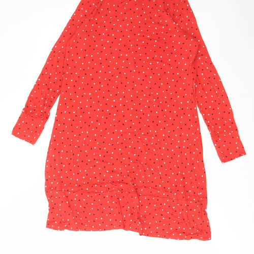 Marks and Spencer Womens Red Geometric Viscose A-Line Size 14 Round Neck Pullover
