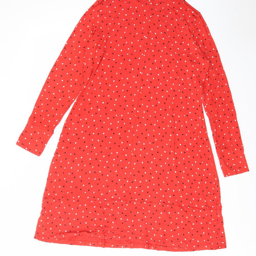Marks and Spencer Womens Red Geometric Viscose A-Line Size 14 Round Neck Pullover