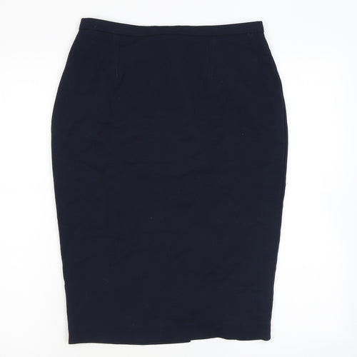 Marks and Spencer Womens Blue Polyester Straight & Pencil Skirt Size 10 Zip