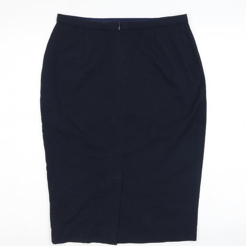 Marks and Spencer Womens Blue Polyester Straight & Pencil Skirt Size 10 Zip