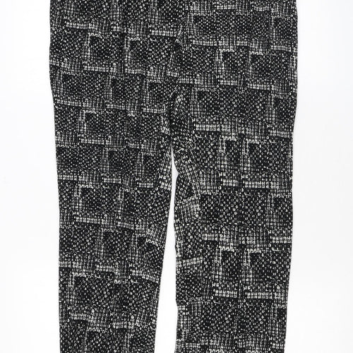 QED London Womens Black Geometric Polyester Trousers Size M L31 in Regular