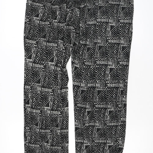 QED London Womens Black Geometric Polyester Trousers Size M L31 in Regular