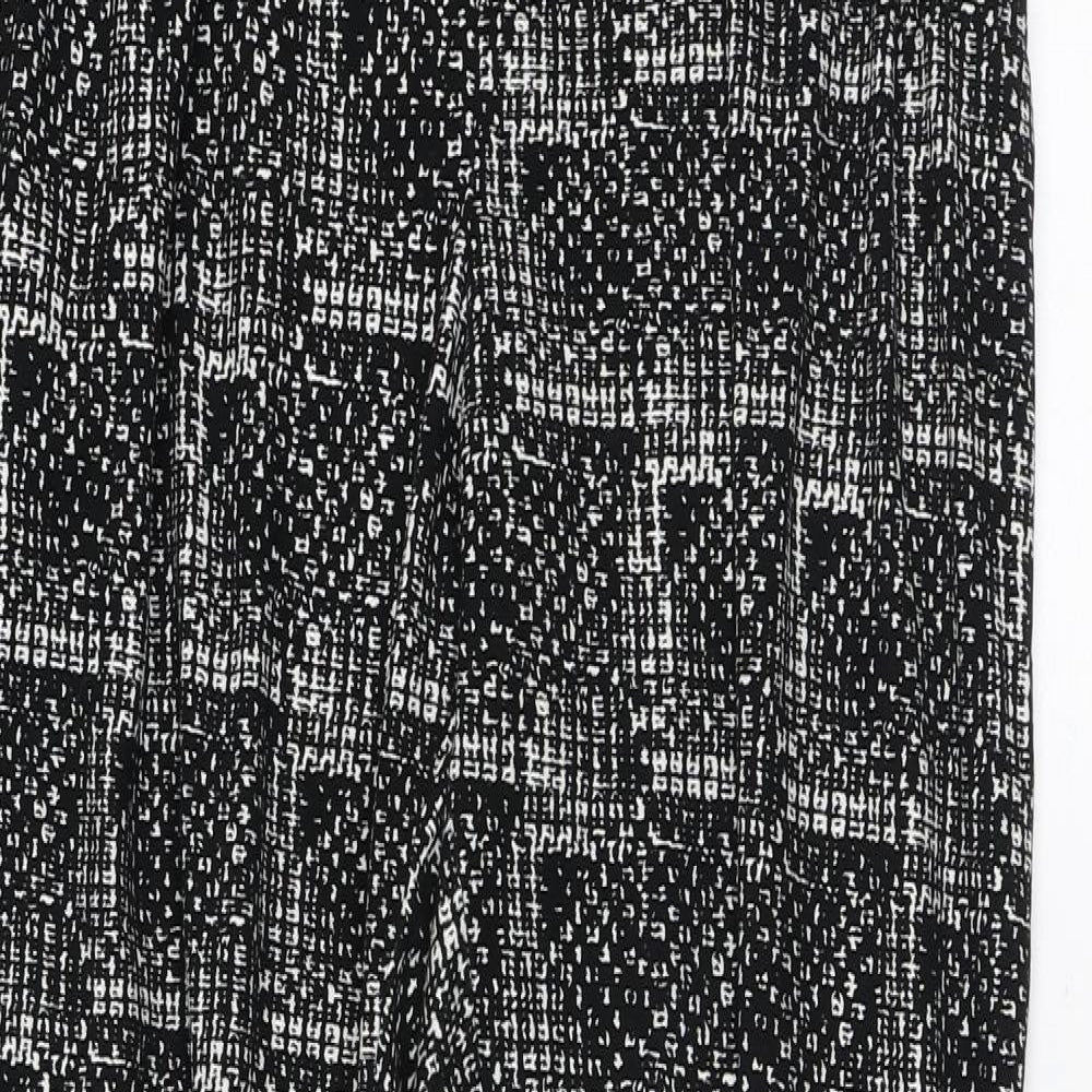 QED London Womens Black Geometric Polyester Trousers Size M L31 in Regular