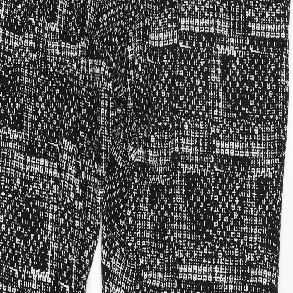 QED London Womens Black Geometric Polyester Trousers Size M L31 in Regular