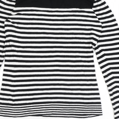 Austin Reed Womens Black Square Neck Striped Viscose Pullover Jumper Size S