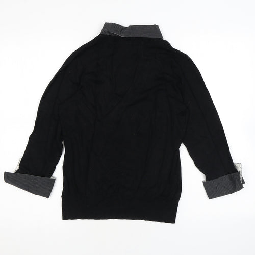 NEXT Womens Black Collared Viscose Pullover Jumper Size 14