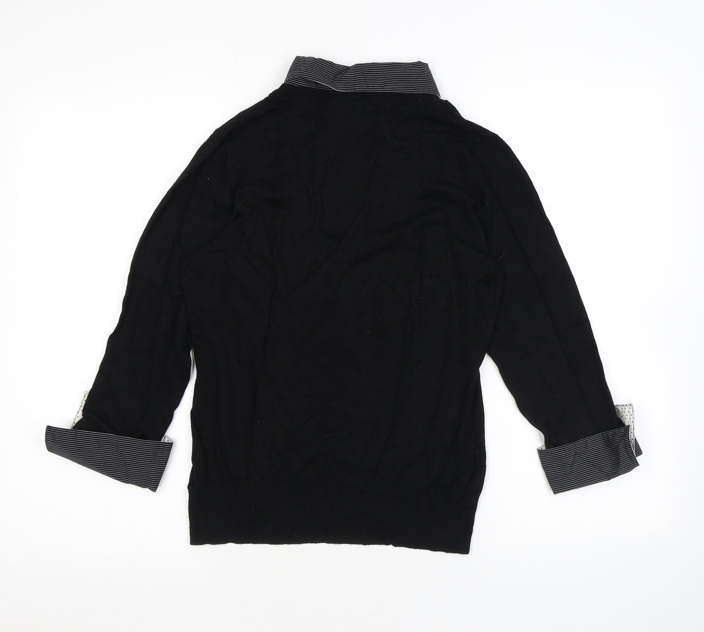 NEXT Womens Black Collared Viscose Pullover Jumper Size 14