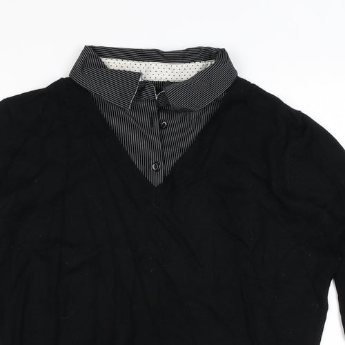 NEXT Womens Black Collared Viscose Pullover Jumper Size 14