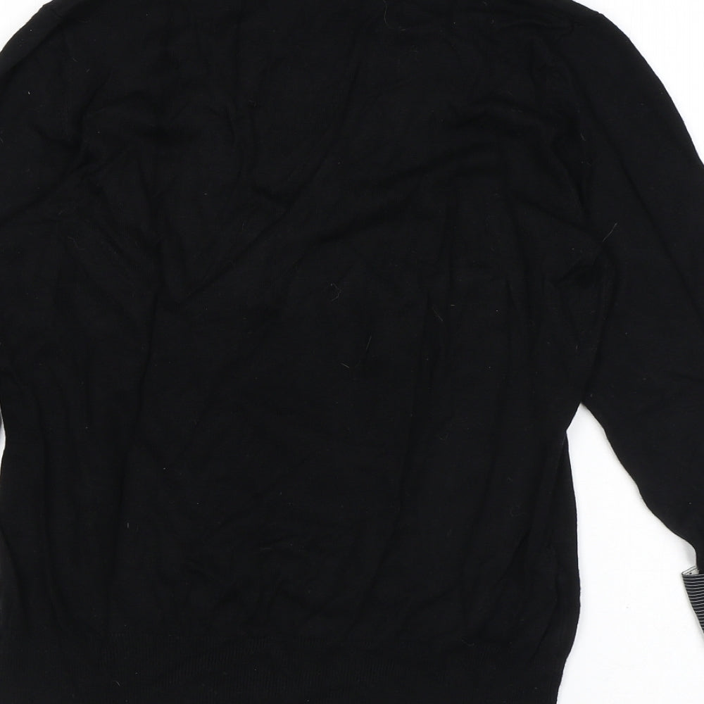 NEXT Womens Black Collared Viscose Pullover Jumper Size 14