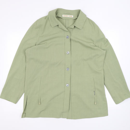 Eugen Klein Womens Green Polyester Basic Button-Up Size 16 Collared