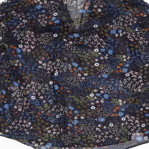 VILA Womens Black Floral Polyester Basic Blouse Size 8 Collared