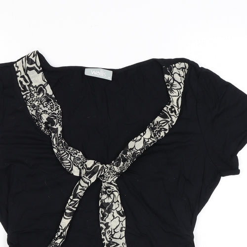 Wallis Womens Black Viscose Basic T-Shirt Size 14 Scoop Neck