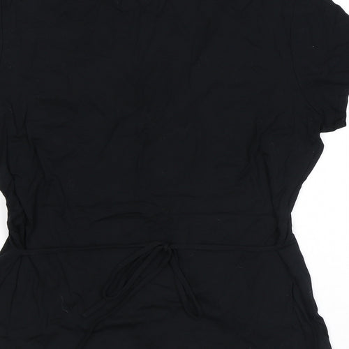Wallis Womens Black Viscose Basic T-Shirt Size 14 Scoop Neck
