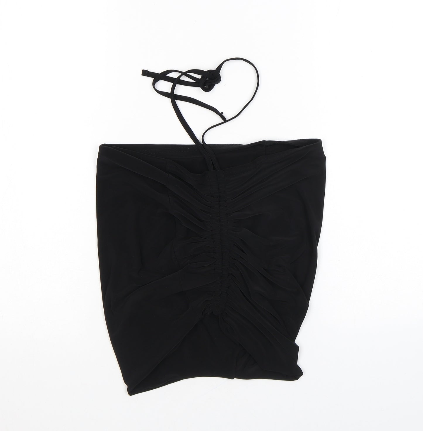 PRETTYLITTLETHING Womens Black Polyester Cropped Blouse Size 6 Halter