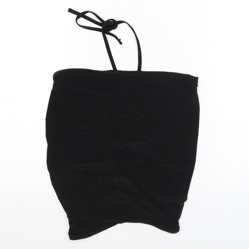 PRETTYLITTLETHING Womens Black Polyester Cropped Blouse Size 6 Halter
