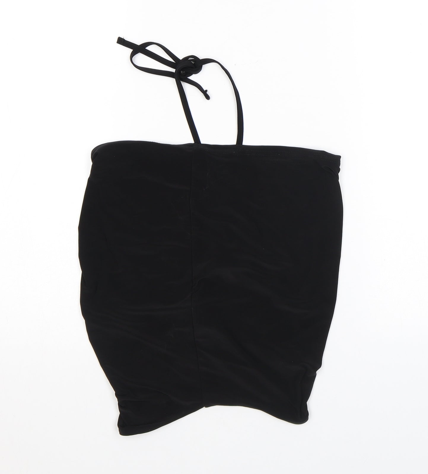 PRETTYLITTLETHING Womens Black Polyester Cropped Blouse Size 6 Halter