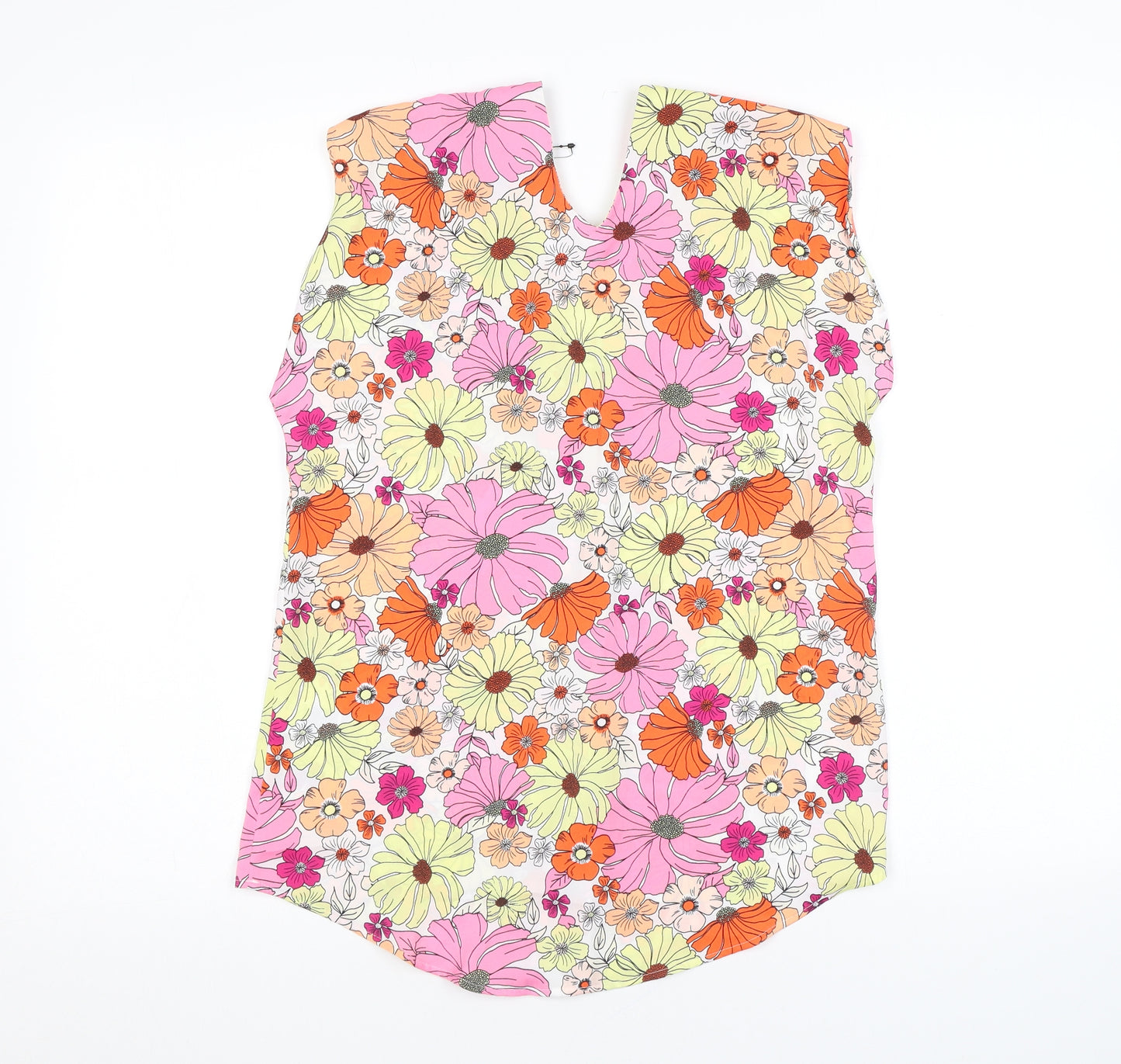 Marks and Spencer Womens Pink Floral Polyester Basic Tank Size 6 V-Neck