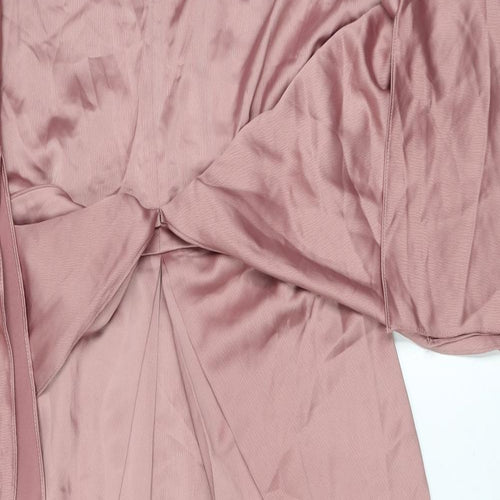 Pomelo Womens Pink Polyester A-Line Size S V-Neck Zip