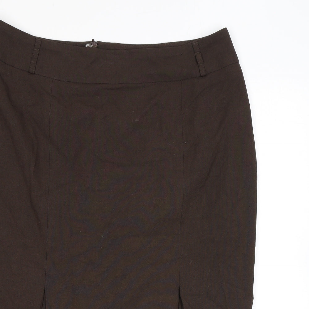 Marks and Spencer Womens Brown Polyester Straight & Pencil Skirt Size 18 Zip