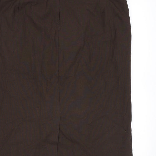 Marks and Spencer Womens Brown Polyester Straight & Pencil Skirt Size 18 Zip
