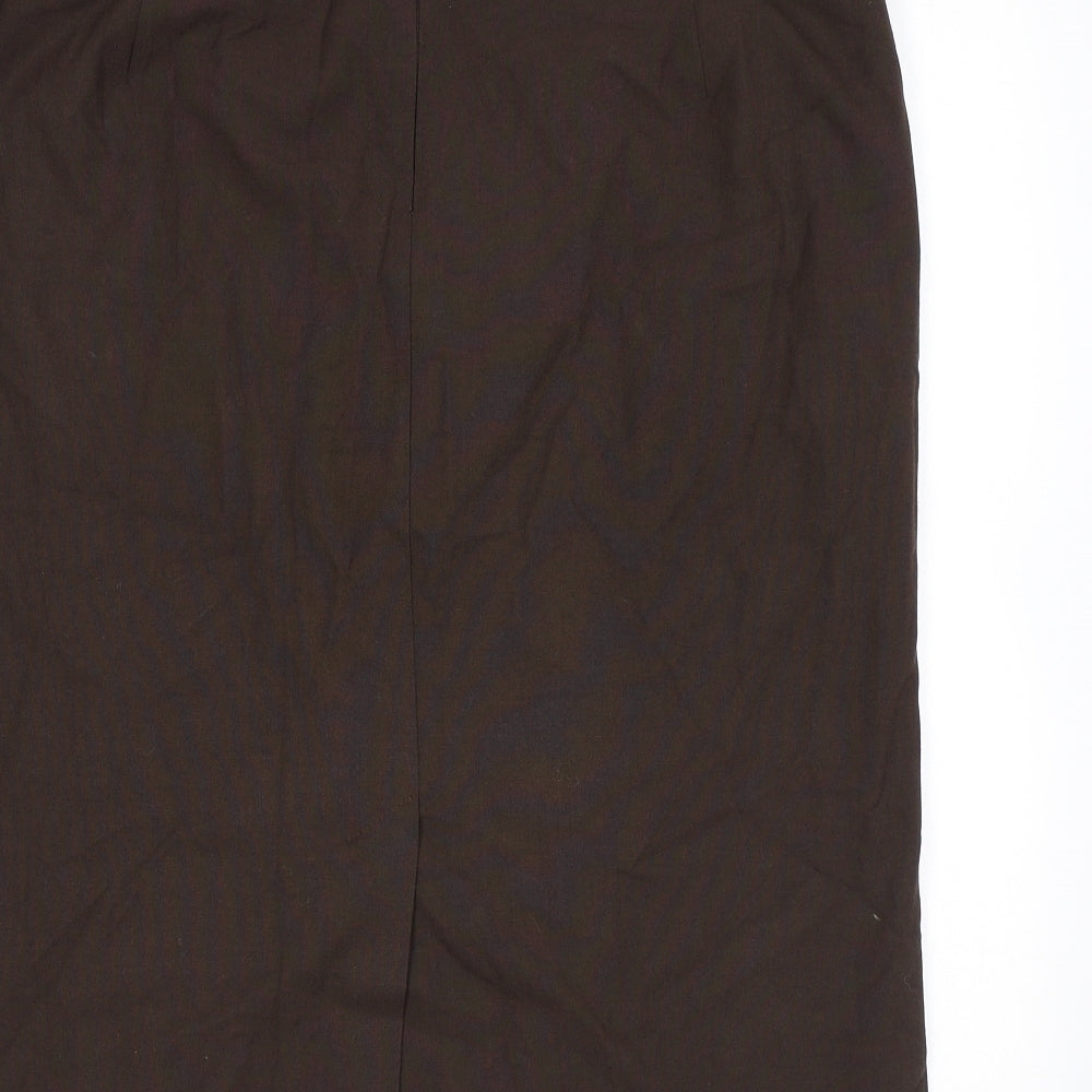 Marks and Spencer Womens Brown Polyester Straight & Pencil Skirt Size 18 Zip