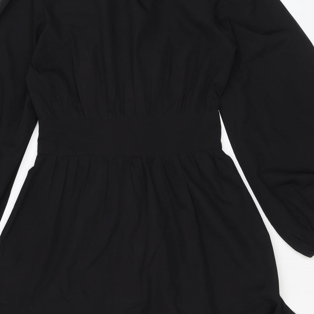 I SAW IT FIRST Womens Black Polyester Shirt Dress Size 6 Collared Button