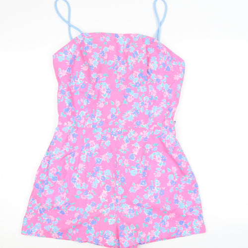 Sea Waves Womens Pink Floral Polyester One Piece Size 12