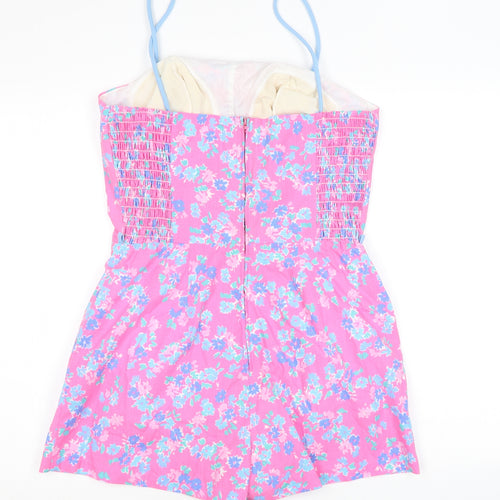 Sea Waves Womens Pink Floral Polyester One Piece Size 12