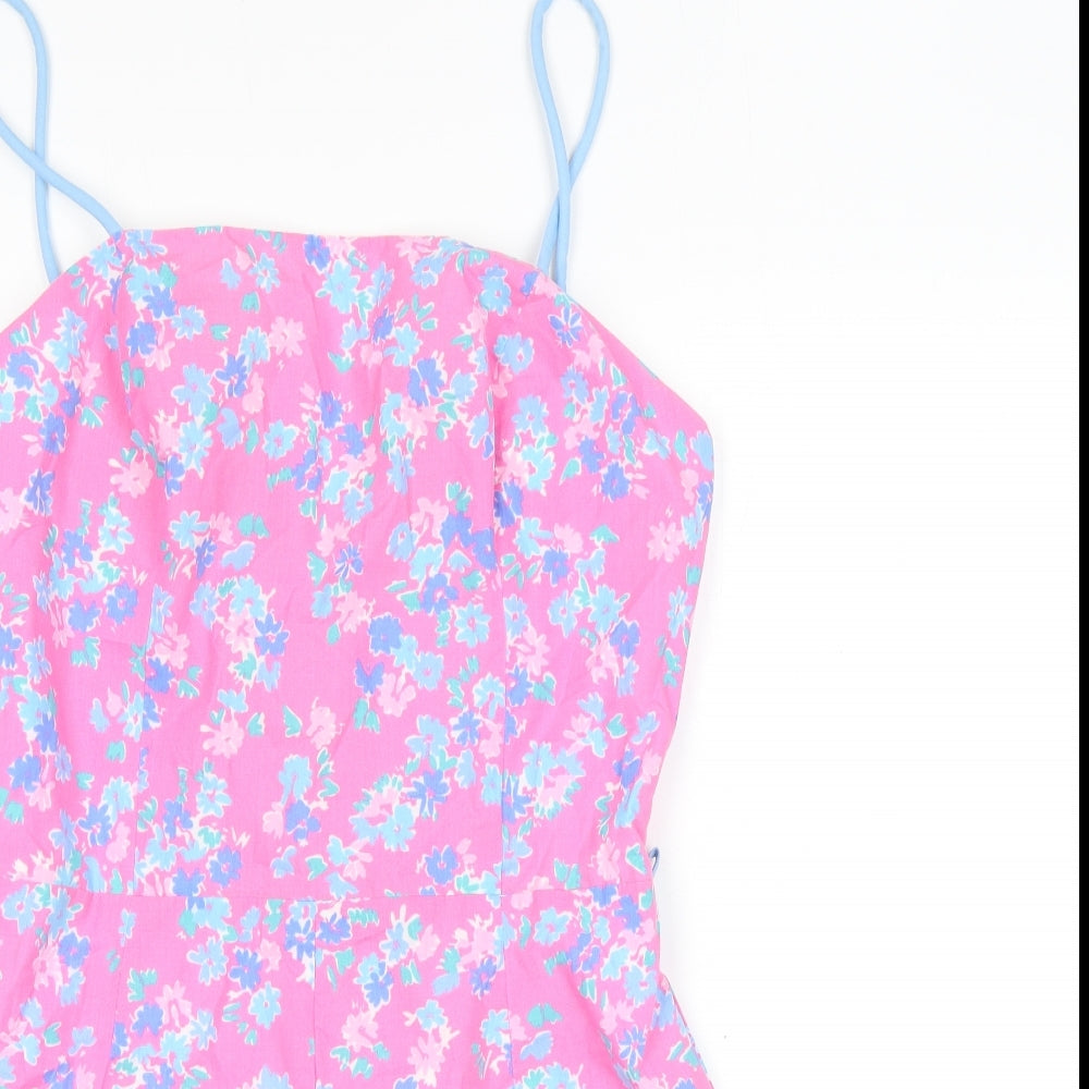 Sea Waves Womens Pink Floral Polyester One Piece Size 12