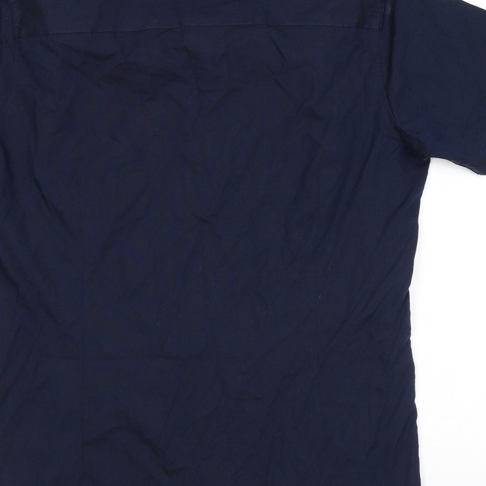 NEXT Mens Blue Polyester Button-Up Size S Collared Button