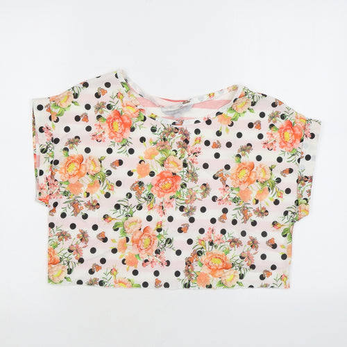 Red Herring Womens Multicoloured Polka Dot Polyester Cropped T-Shirt Size 12 Round Neck