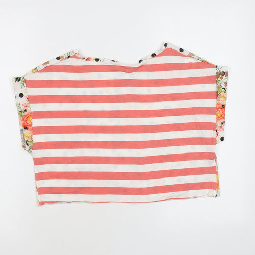 Red Herring Womens Multicoloured Polka Dot Polyester Cropped T-Shirt Size 12 Round Neck