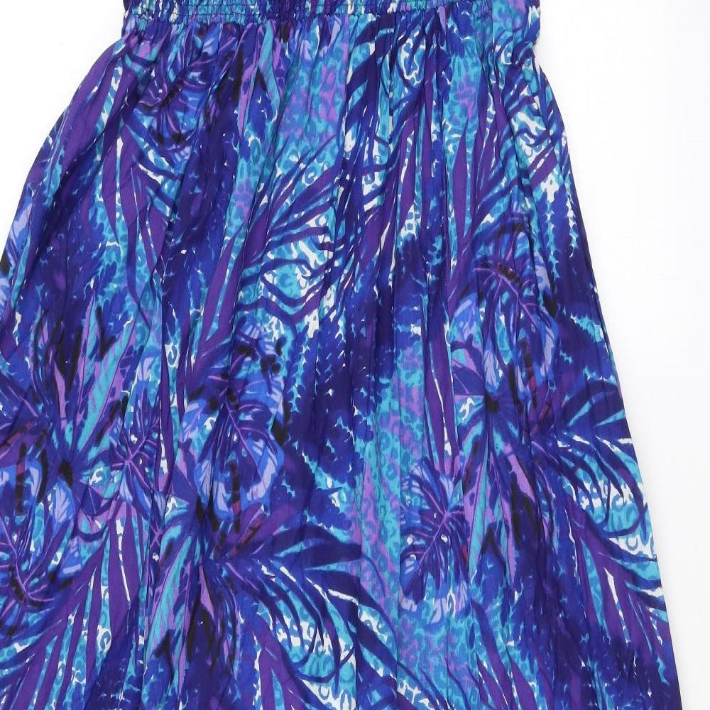 Debenhams Womens Blue Geometric Cotton Maxi Size 12 V-Neck